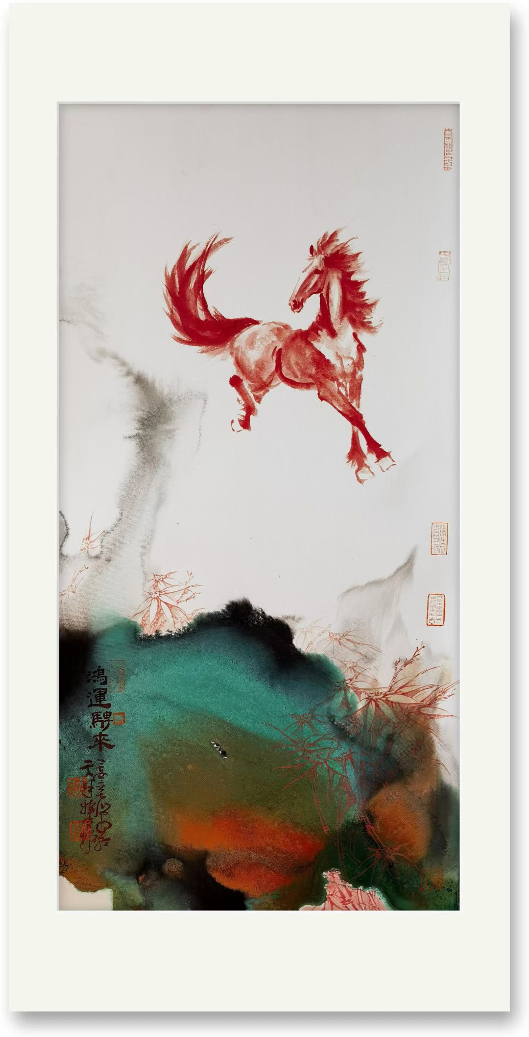 红马水墨作品