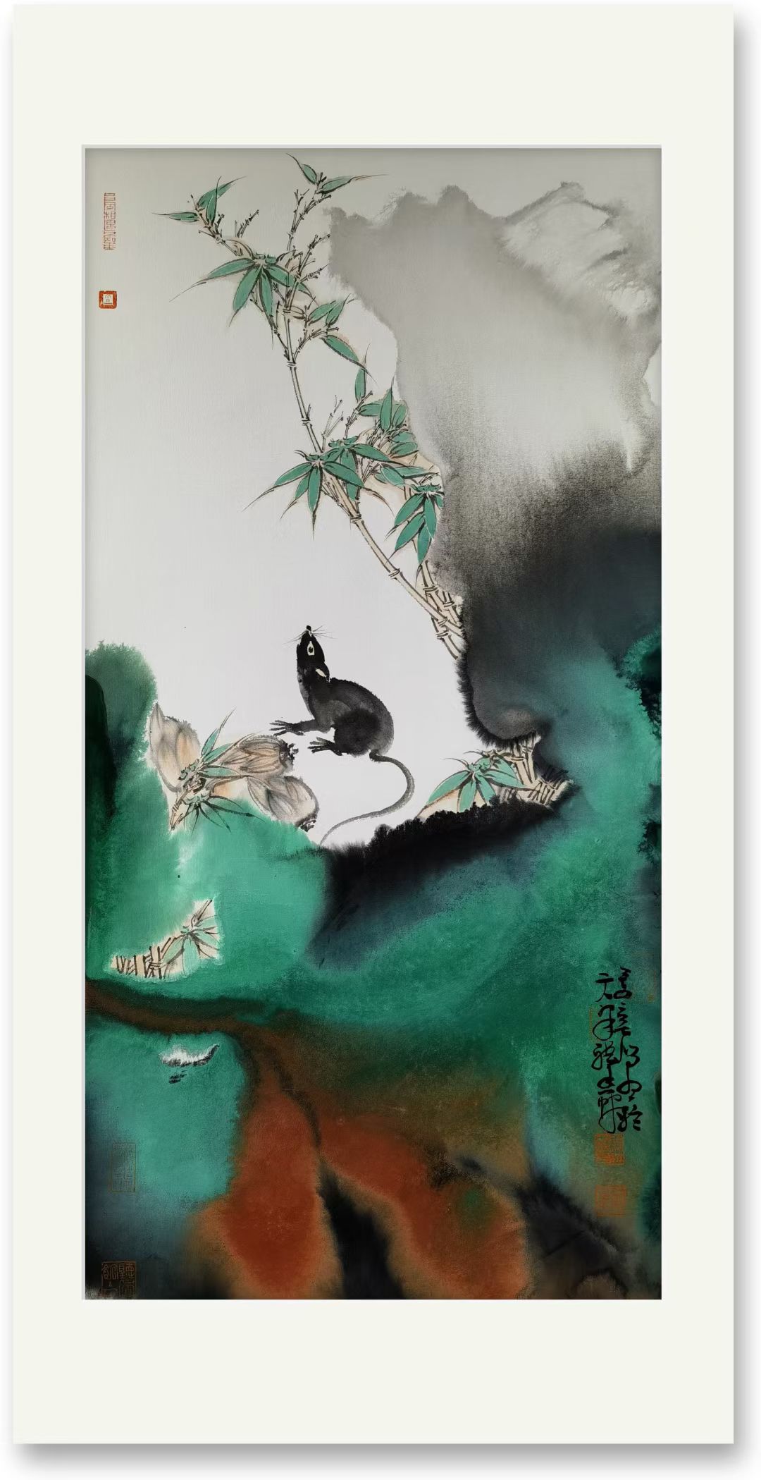 竹鼠水墨作品二
